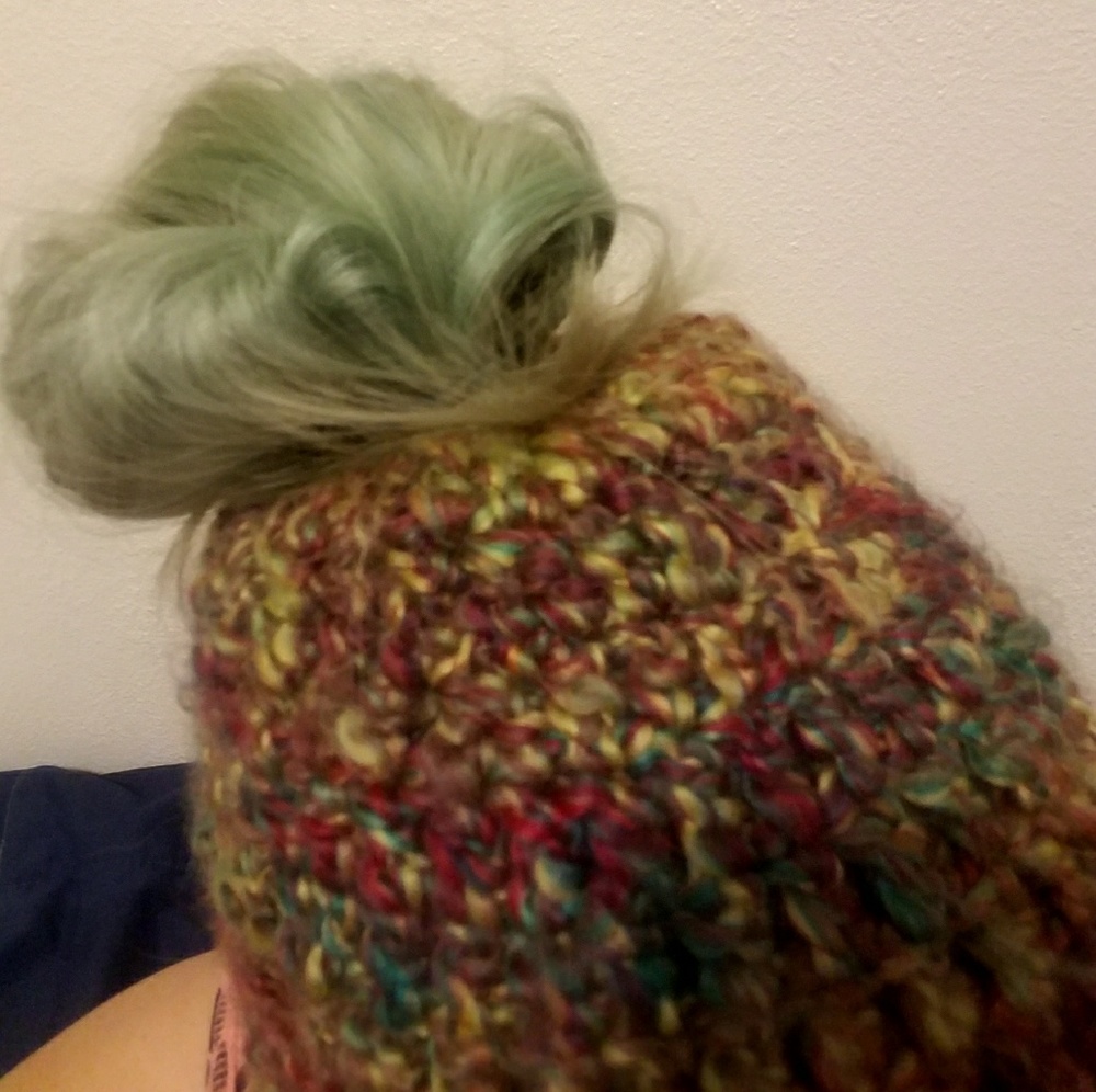 Handmade Knitted Messy Bun Hat